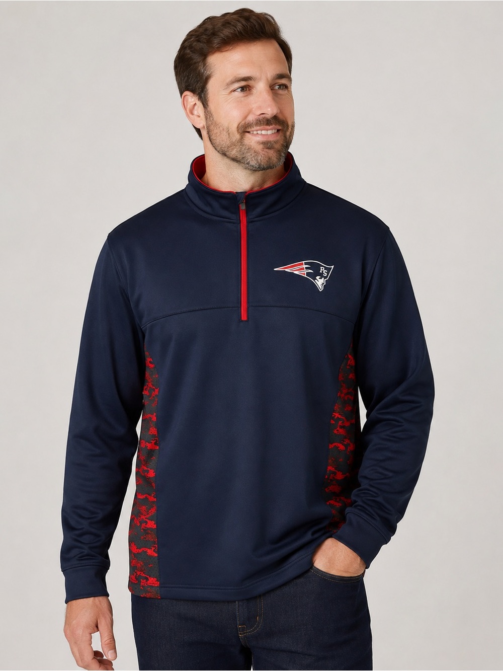 Colosseum Navy and Red Performance Quarter-Zip Pullover